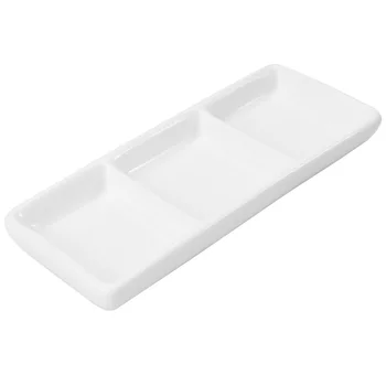 6 Inch Pure White Ceramic 3-Compartment Appetizer Serving Tray Rectangular Divided Sauce Dishes for Spice Dish Soy Sauce
6 Inch Pure White Ceramic 3-Compartment Appetizer Serving Tray Rectangular Divided Sauce Dishes for Spice Dish Soy Sauce