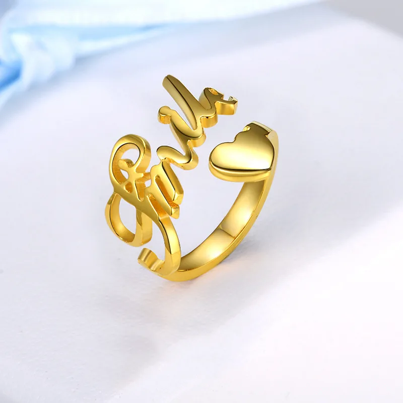 2021 New Custom Name Ring Women DIY Custom Couple Ring Adjustable Letter Ring Stainless Steel Mother's Day Gift
2021 New Custom Name Ring Women DIY Custom Couple Ring Adjustable Letter Ring Stainless Steel Mother's Day Gift