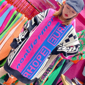 Stitching letter knit pullover sweater female men and women loose letters couple fall shoulder fall winter wear female sweater
Stitching letter knit pullover sweater female men and women loose letters couple fall shoulder fall winter wear female sweater