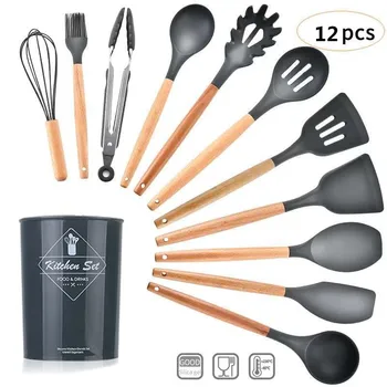 Silicone Kitchen Utensils Set Cooking Tools Set Non-stick Spatula Shovel Brush Clips Spoon Whisk With Wooden Handle Kitchen Tool
Silicone Kitchen Utensils Set Cooking Tools Set Non-stick Spatula Shovel Brush Clips Spoon Whisk With Wooden Handle Kitchen Tool