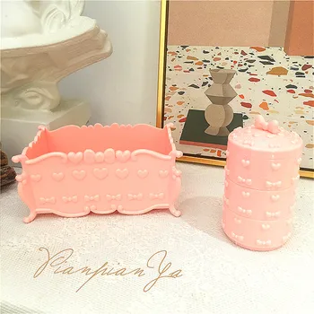 Lovely Jewelry Box Cosmetics Storage Box Plastic Bow Lipstick Ring Storage Box Desktop Debris Storage Bin Girl Make Up Organizer 
Lovely Jewelry Box Cosmetics Storage Box Plastic Bow Lipstick Ring Storage Box Desktop Debris Storage Bin Girl Make Up Organizer