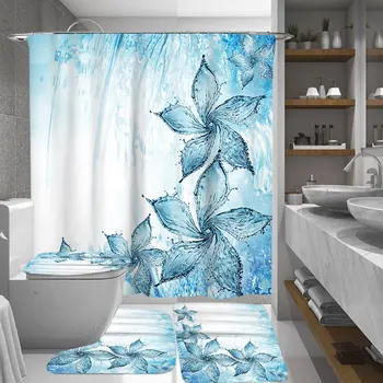 4pcs Bathroom Shower Curtain Flower Print Durable Waterproof Bath Curtain Set Toilet Cover Mat Non-Slip Bathroom Rug Set
4pcs Bathroom Shower Curtain Flower Print Durable Waterproof Bath Curtain Set Toilet Cover Mat Non-Slip Bathroom Rug Set