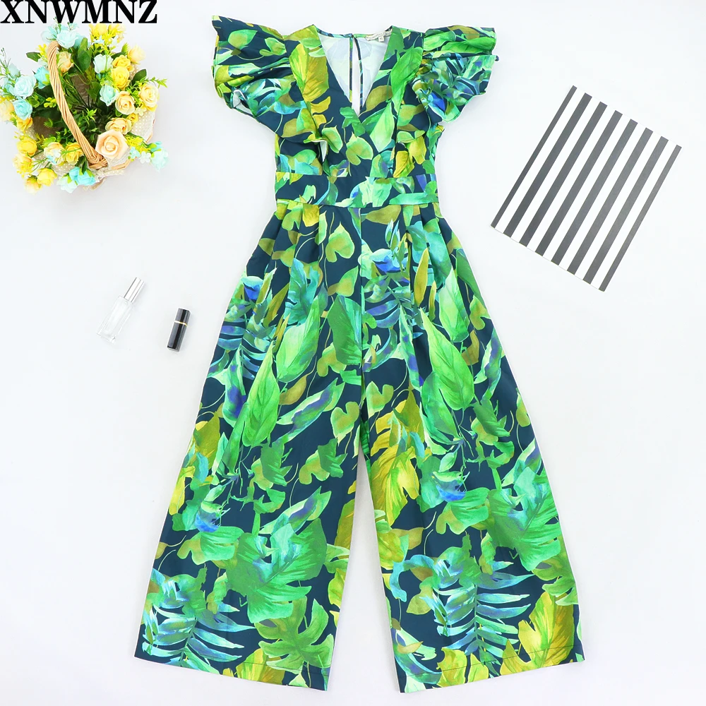Za New 2020 women tropical green leaves print wide leg pants siamese rompers ladies butterfly sleeve jumpsuits casual trousers
Za New 2020 women tropical green leaves print wide leg pants siamese rompers ladies butterfly sleeve jumpsuits casual trousers