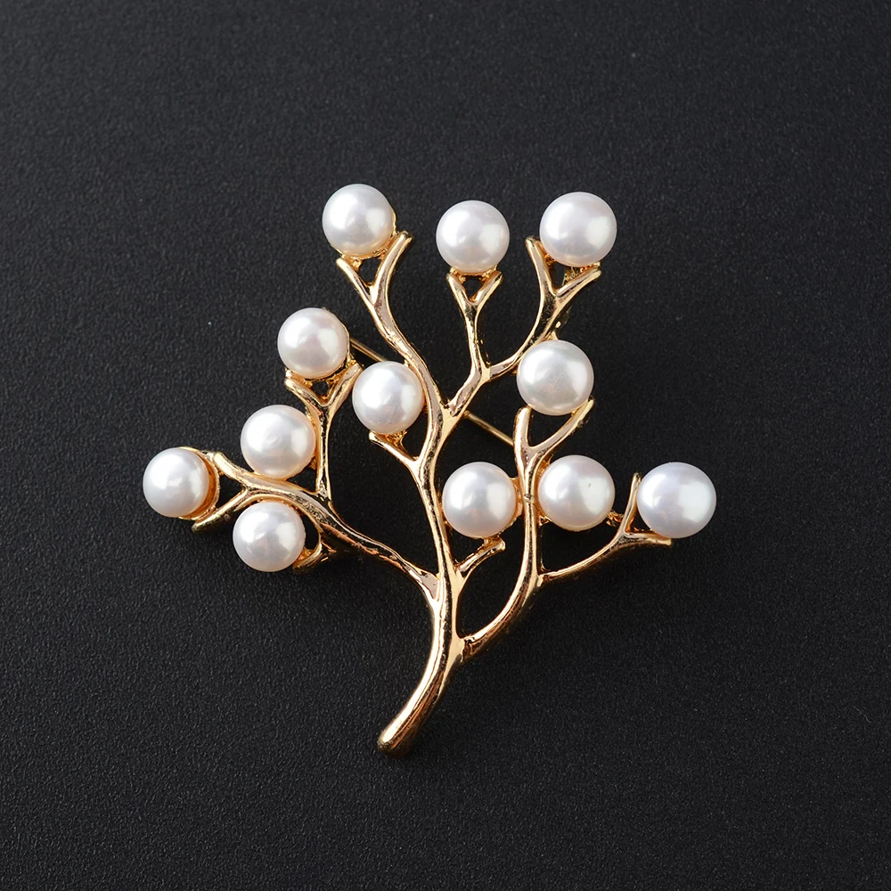 47X47mm High Quality Women's Tree Brooches Gold Color With White Pearl Tree Brooch
47X47mm High Quality Women's Tree Brooches Gold Color With White Pearl Tree Brooch