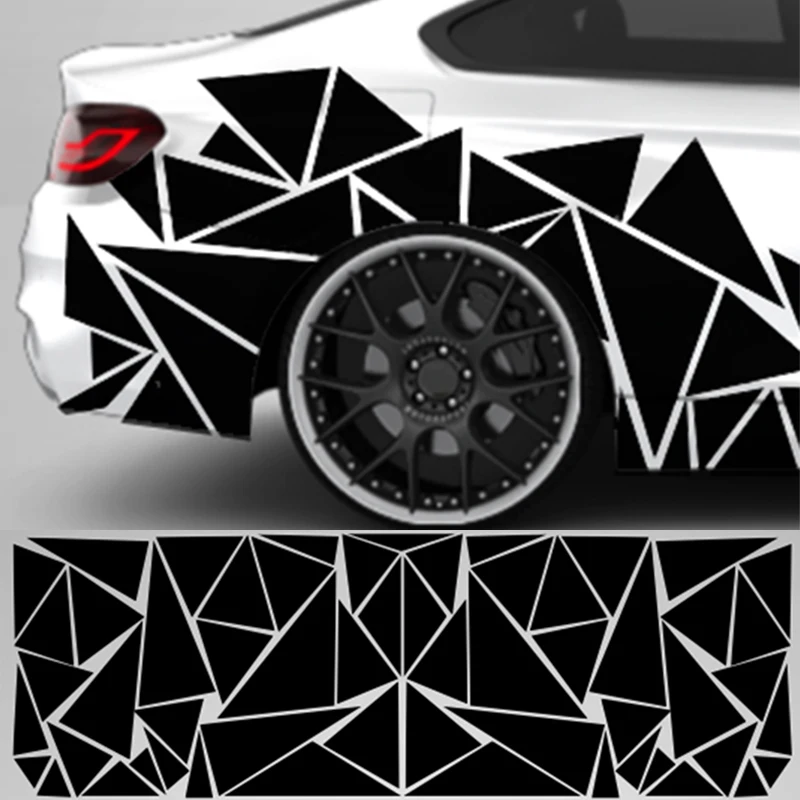 

200x60cm Matte Black Creative Car Stickers SUV Truck Decoration Triangle Vinyl Decal Car Styling Accessories Stylish Stickers