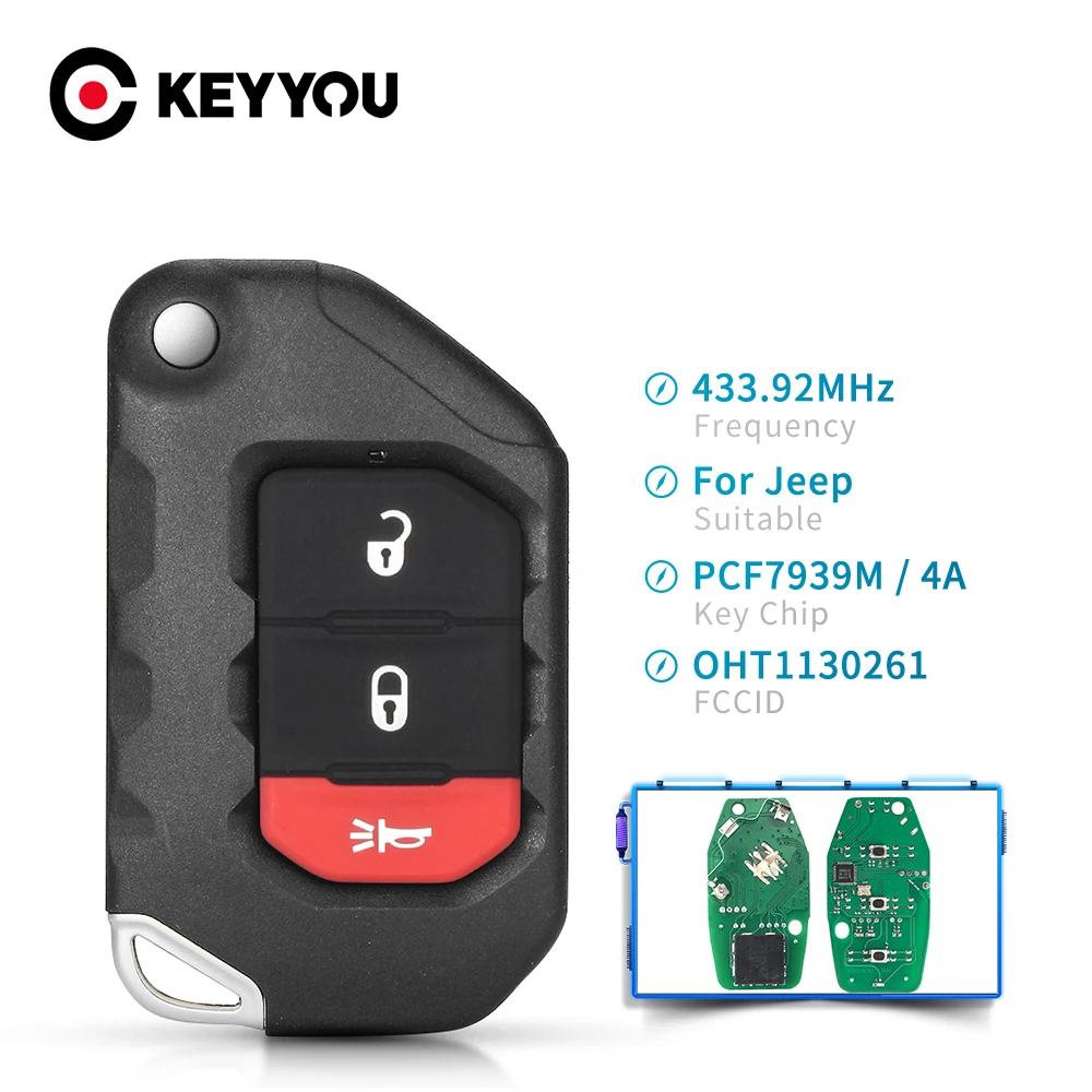 KEYYOU для Jeep дистанционный Автомобильный ключ ASK 433 МГц PCF7939M 4A чип для Jeep Wrangler Gladiator 2018 2019 2020 OHT1130261 3/ 4 кнопки
KEYYOU для Jeep дистанционный Автомобильный ключ ASK 433 МГц PCF7939M 4A чип для Jeep Wrangler Gladiator 2018 2019 2020 OHT1130261 3/ 4 кнопки