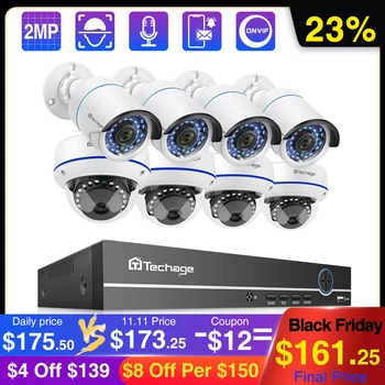 Techage 8CH 1080P 2MP Security POE NVR Sets IP Camera Audio Sound System Dome Bullet Camera Indoor Outdoor CCTV Surveillance Kit
Techage 8CH 1080P 2MP Security POE NVR Sets IP Camera Audio Sound System Dome Bullet Camera Indoor Outdoor CCTV Surveillance Kit