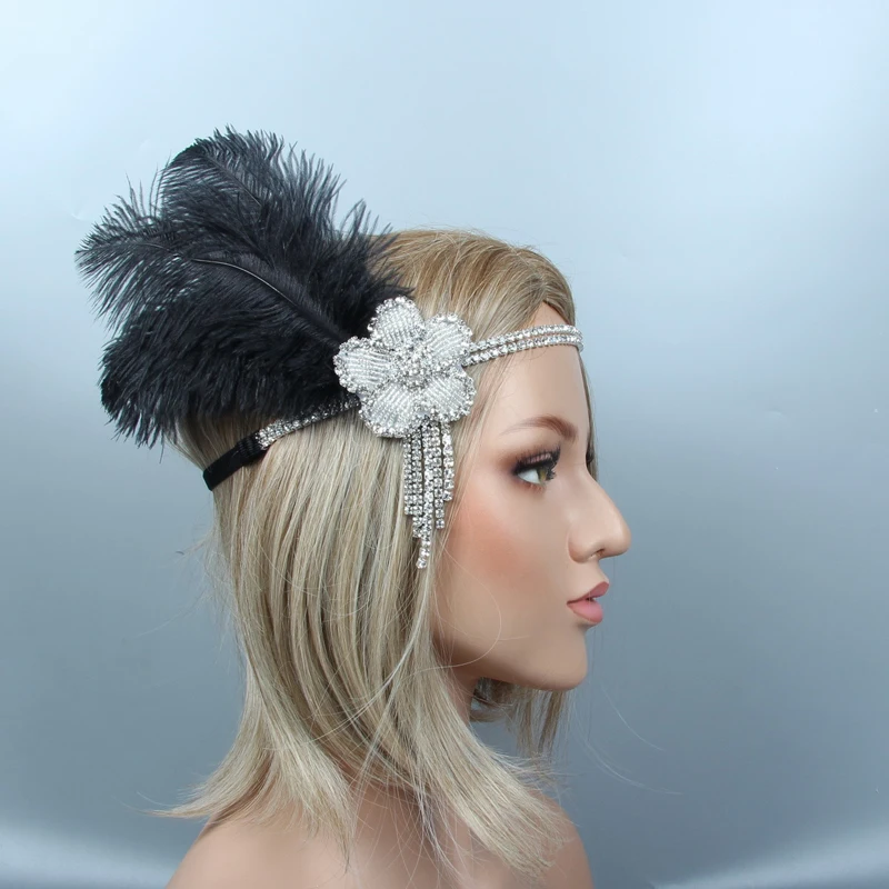 Women Vintage Feather Headband Black Rhinestone Beaded Sequin Hair Band 1920s Gatsby Party Headpiece Flapper Feather Headband
Women Vintage Feather Headband Black Rhinestone Beaded Sequin Hair Band 1920s Gatsby Party Headpiece Flapper Feather Headband