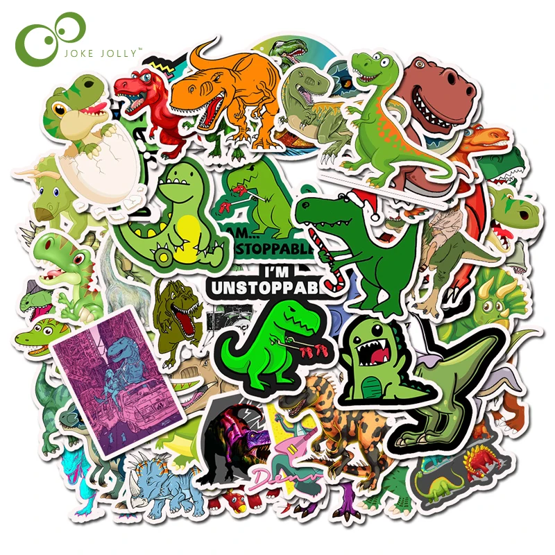 50 Pcs Cute Cartoon Dinosaur Stickers Decal For Luggage Snowboard Car Fridge Car- Styling Laptop Toys for Children GYH | Игрушки и хобби