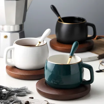 MUZITY Ceramic Coffee Cup and Saucer with Golden Stainless Steel Spoon Tea Cup Set 10OZ Drinkware
MUZITY Ceramic Coffee Cup and Saucer with Golden Stainless Steel Spoon Tea Cup Set 10OZ Drinkware