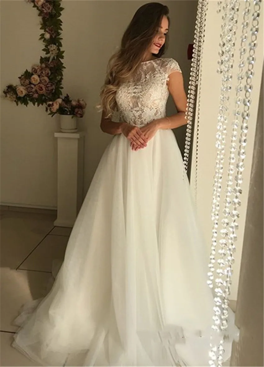 Летнее пляжное свадебное платье 2019 hochzeitskleid с кружевной аппликацией без рукавов