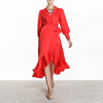 Gedivoen Fashion Runway Spring Autumn Dress Women V Neck Patchwork Ruffles Solid Red Asymmetrical Dress Party Dresses
Gedivoen Fashion Runway Spring Autumn Dress Women V Neck Patchwork Ruffles Solid Red Asymmetrical Dress Party Dresses