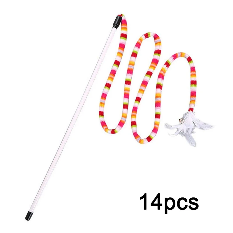 14 Pcs Cat Interactive Colorful Cloth Strip Feather Bell Teaser Stick Interactive Funny Cat Entertainment Toy for Cats
14 Pcs Cat Interactive Colorful Cloth Strip Feather Bell Teaser Stick Interactive Funny Cat Entertainment Toy for Cats