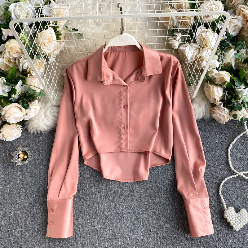 Autumn 2020 New Women's Shirt Fashion Lady Solid-color Short Tops Solid Color Long Sleeve Clothes Harajuku Blouse P919
Autumn 2020 New Women's Shirt Fashion Lady Solid-color Short Tops Solid Color Long Sleeve Clothes Harajuku Blouse P919