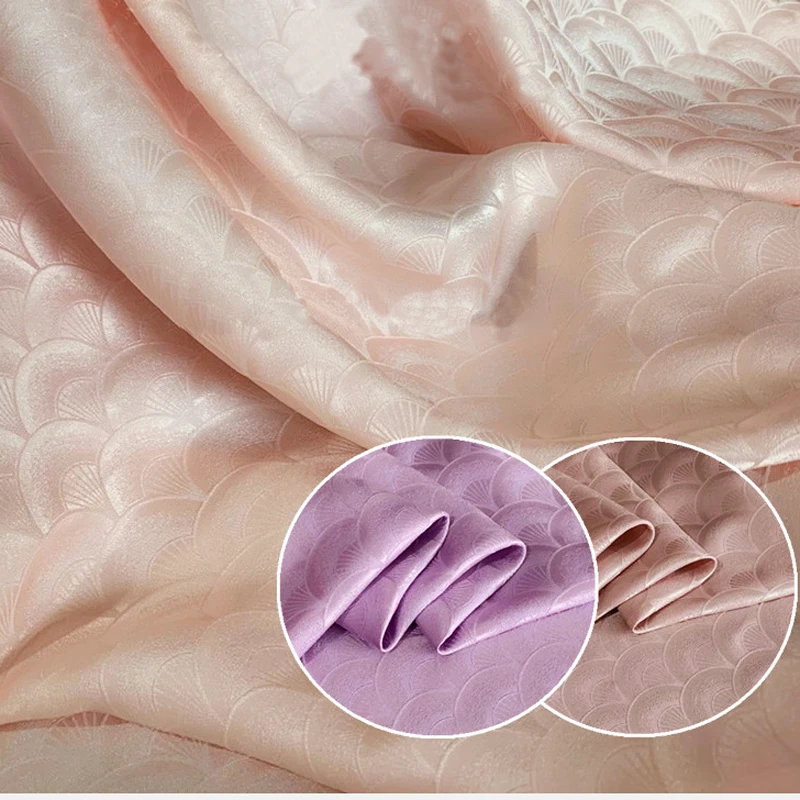 100cm*114cm Peacock Feather Silk Viscose Fabric Jacquard Crepe Silk Charmeuse