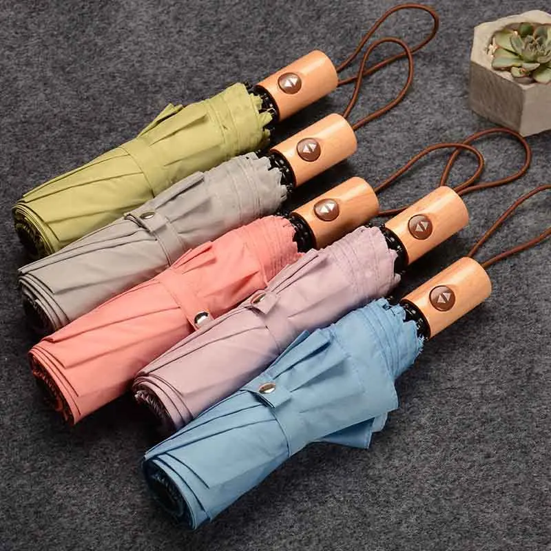 Mini Three Fold Folding Fully Automatic Umbrella Customizable Logo Creative 8 Bone Solid Wood Handle College Style Sun-resistant
Mini Three Fold Folding Fully Automatic Umbrella Customizable Logo Creative 8 Bone Solid Wood Handle College Style Sun-resistant