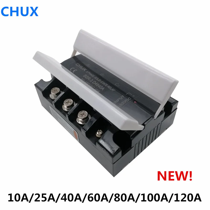 New CHUX SSR three Phases Solid State Relay 10a 25a 40a 60a DC to AC DA ZG33 3-32VDC SSR Relays 
New CHUX SSR three Phases Solid State Relay 10a 25a 40a 60a DC to AC DA ZG33 3-32VDC SSR Relays