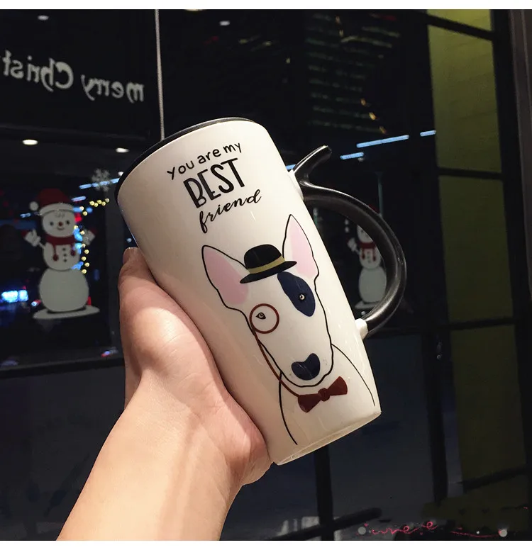 Taza de cerámica de Bull Terrier, Shiba Inu, Corgi o Bulldog Francés con mango de cola y tapa opcional Taza de cerámica de Bull Terrier, Shiba Inu, Corgi o Bulldog Francés con mango de cola y tapa opcional