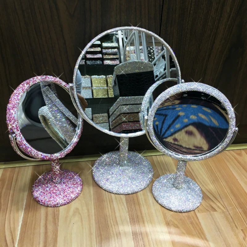 Desktop table top with diamond makeup mirror creative Rhinestone mirror rotating folding mirror home decor double-sided mirror
Desktop table top with diamond makeup mirror creative Rhinestone mirror rotating folding mirror home decor double-sided mirror