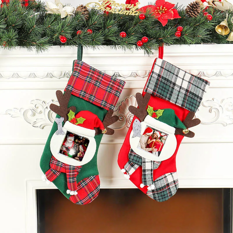 christmas tree decorations elk santa claus stocking sock candy