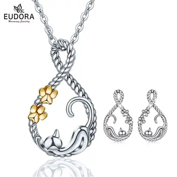 Eudora 925 Sterling Silver Fashion Cat Animal Pendant Earrings Women Jewelry Sets Wedding Silver Jewelry for Lady girl best gift
Eudora 925 Sterling Silver Fashion Cat Animal Pendant Earrings Women Jewelry Sets Wedding Silver Jewelry for Lady girl best gift