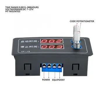 LEORY YF-15 7-27V DC Countdown Timer Programmable Cycle Control Module Delay Intermittent Cycle Countdown Controller Module
LEORY YF-15 7-27V DC Countdown Timer Programmable Cycle Control Module Delay Intermittent Cycle Countdown Controller Module