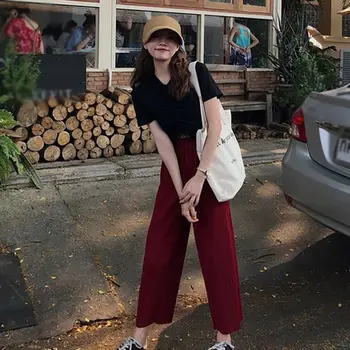 Summer Women Casual Wide leg Pants Solid Color Thin Nine-point Drop Straight Loose Pants
Summer Women Casual Wide leg Pants Solid Color Thin Nine-point Drop Straight Loose Pants
