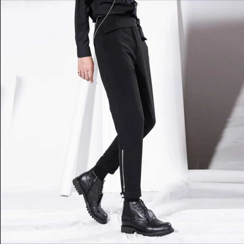 M-5xl Original Design Hair Stylist Nine Points Feet Pants Men's Irregular Belt Tide Tapered Pants Singer Stage Zippers Trousers
M-5xl Original Design Hair Stylist Nine Points Feet Pants Men's Irregular Belt Tide Tapered Pants Singer Stage Zippers Trousers