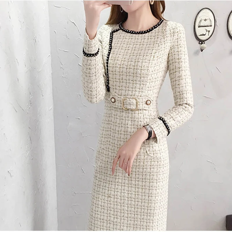 2019 New Tweed Dress Women Spring Vintage Wool Plaid Dresses Female Elegant Woolen Dress Ladies Office Winter Skinny Mid Dress
2019 New Tweed Dress Women Spring Vintage Wool Plaid Dresses Female Elegant Woolen Dress Ladies Office Winter Skinny Mid Dress