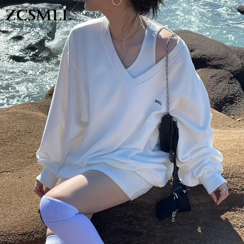 ZCSMLL All-match Embroidery Solid Color Deep V-neck Loose Pullover Long Sleeve Korean Fashion Autumn Winter Women Sweater
ZCSMLL All-match Embroidery Solid Color Deep V-neck Loose Pullover Long Sleeve Korean Fashion Autumn Winter Women Sweater