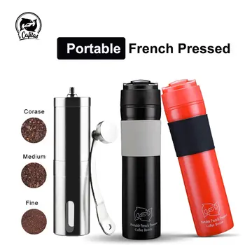 350ML Portable French Pressed Coffee & Tea Bottle with Coffee Manual Grinder Coffee Filter Bottle Hand Press Maker for Car
350ML Portable French Pressed Coffee & Tea Bottle with Coffee Manual Grinder Coffee Filter Bottle Hand Press Maker for Car
