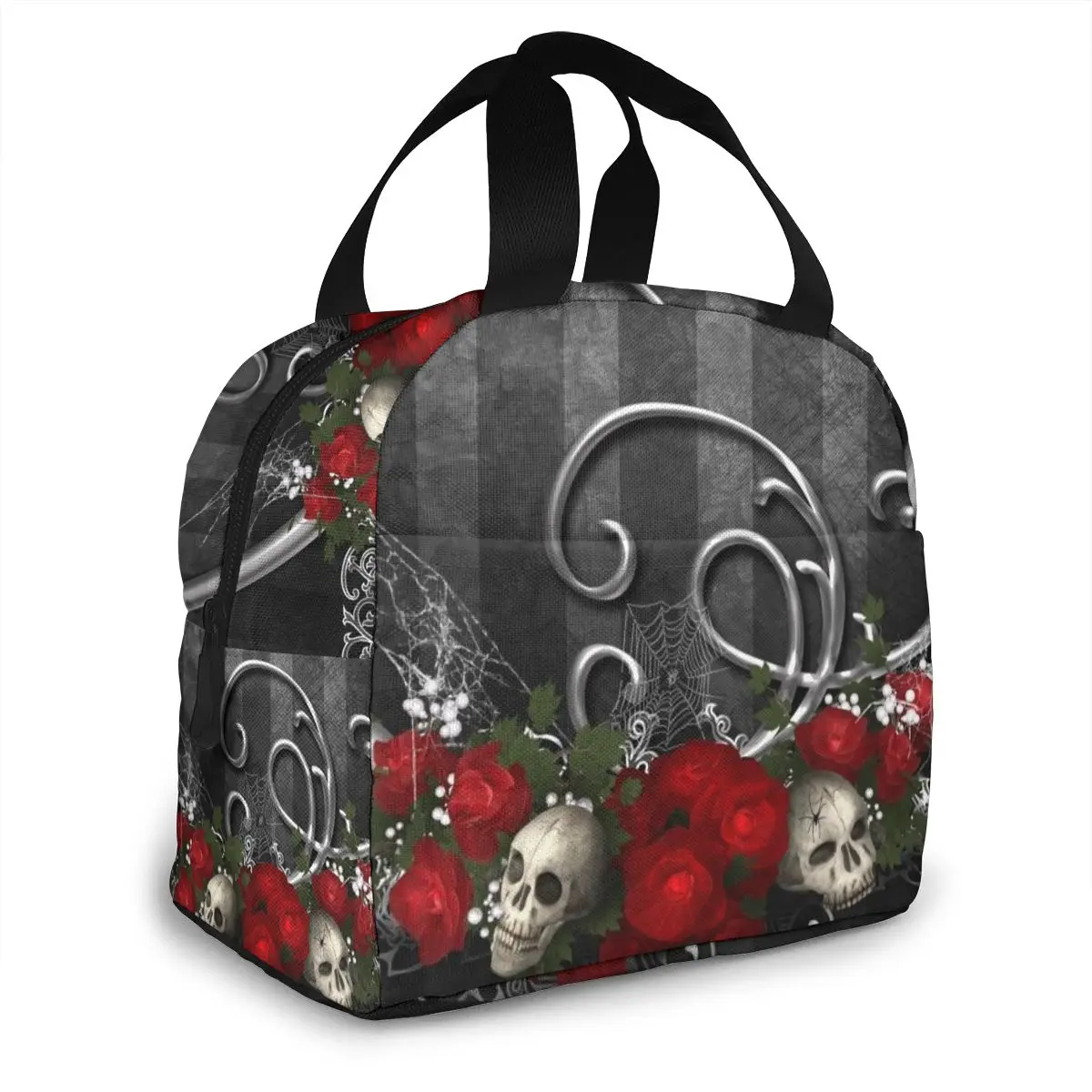 

NOISYDESIGNS Fresh Insulated Cold Bales Lunch Bags Gothic Roses Skulls Printing Sac Isotherme Lunch Box Kids Women Bolsa Termica