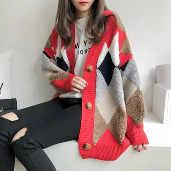 Oversized Japanese Knit Sweater Coat Korean Loose Cardigan Woman Lazy Wind Tops Geometric Autumn Winter Outside Wearing Sweaters
Oversized Japanese Knit Sweater Coat Korean Loose Cardigan Woman Lazy Wind Tops Geometric Autumn Winter Outside Wearing Sweaters