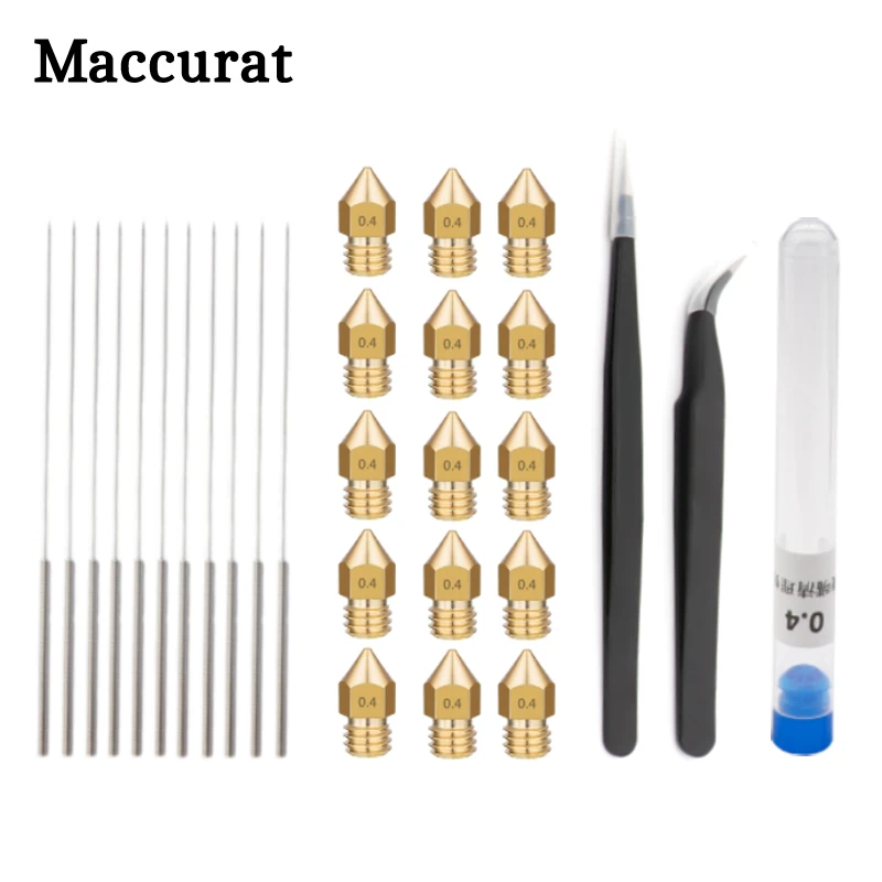 15pcs mk8 nozzle 0.4mm + 10pcs Cleaning Needles 0.4mm Drill Bits +Pt. ESD-15 PT.ESD-12 tweezers 3D printer Parts Cleaning Tool
15pcs mk8 nozzle 0.4mm + 10pcs Cleaning Needles 0.4mm Drill Bits +Pt. ESD-15 PT.ESD-12 tweezers 3D printer Parts Cleaning Tool