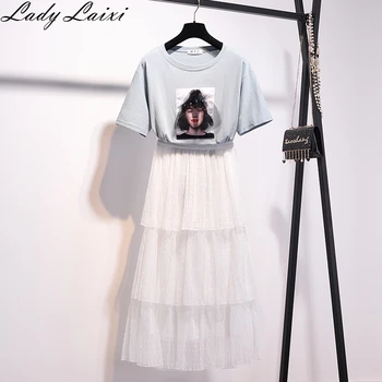 High Quality Women Mesh Skirt Suits 2020 Summer New Chic Appliques Tshirt Tops + Layered ruffles Midi Mesh Skirt Two Piece Set
High Quality Women Mesh Skirt Suits 2020 Summer New Chic Appliques Tshirt Tops + Layered ruffles Midi Mesh Skirt Two Piece Set