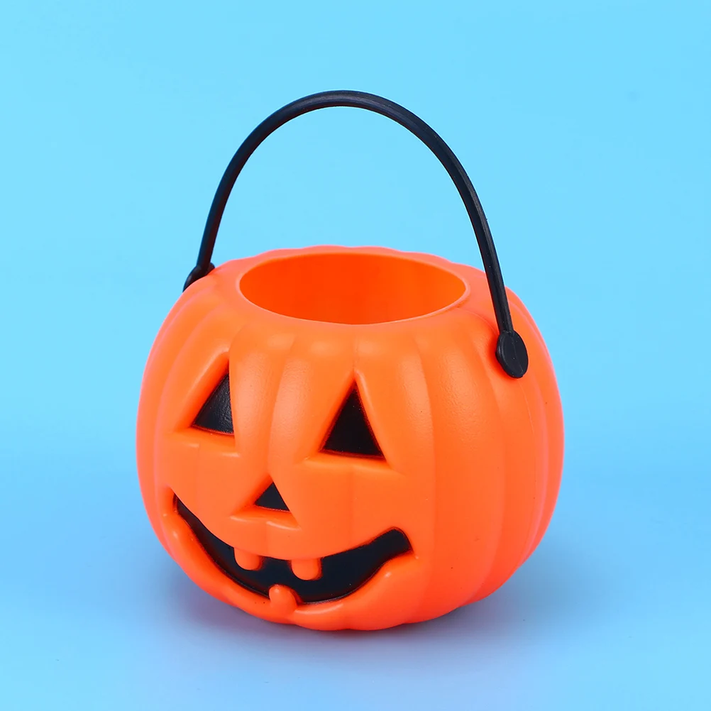 12pcs halloween supplies candy bucket portable orange pumpkin