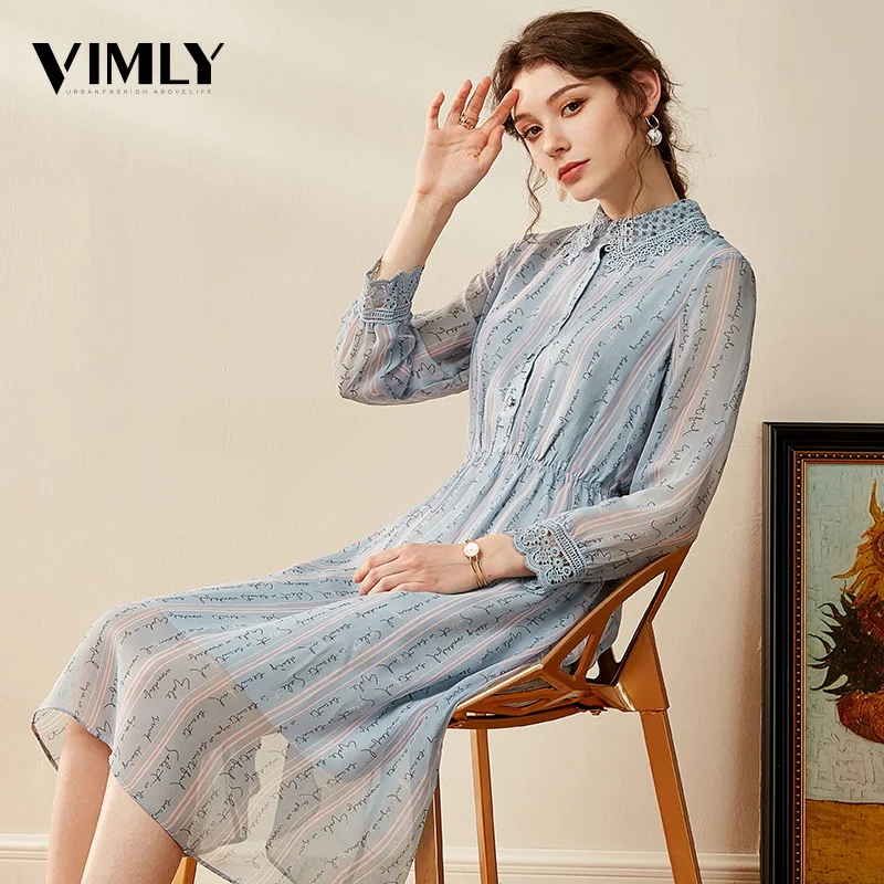 Vimly Elegant Chiffon Letters Printed Women Dress Spring Lace Collar Elastic Waist Dress Female A Line Dresses Stylish Wear
Vimly Elegant Chiffon Letters Printed Women Dress Spring Lace Collar Elastic Waist Dress Female A Line Dresses Stylish Wear