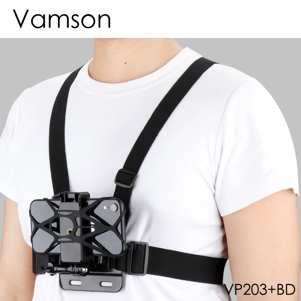 Vamson for iPhone 13 Xiaomi Samsung Huawei Chest Strap Belt Body Harness Phone Clip Mount Insta360 Gopro Hero 10 9 8 7 | Электроника