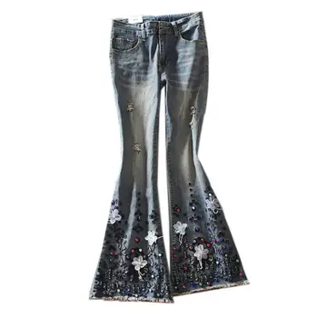 Denim Flare Pants Woman Beaded Vintage Ripped Jeans Woman 2020 Spring New High-Waist Worn Jean Pants Femme r787
Denim Flare Pants Woman Beaded Vintage Ripped Jeans Woman 2020 Spring New High-Waist Worn Jean Pants Femme r787