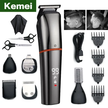 Kemei Multifunctional hair clipper Rechargeable Hair Trimmer Electric Shaver trimmer for nose and ears razor Hair Clipper Tool 5