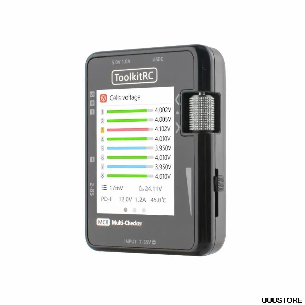 ToolkitRC MC8 мини-проверка ячеек, 32-битная батарея, мультипроверка, ШИМ-выход, PPM SBUS, считывание с быстрой зарядкой
ToolkitRC MC8 мини-проверка ячеек, 32-битная батарея, мультипроверка, ШИМ-выход, PPM SBUS, считывание с быстрой зарядкой