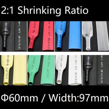 Dia 60mm (Width 97mm) Heat Shrink Tube 2:1 Polyolefin Thermal Cable Sleeve Insulated Wire Protector Wrap DIY Connector Repair 
Dia 60mm (Width 97mm) Heat Shrink Tube 2:1 Polyolefin Thermal Cable Sleeve Insulated Wire Protector Wrap DIY Connector Repair