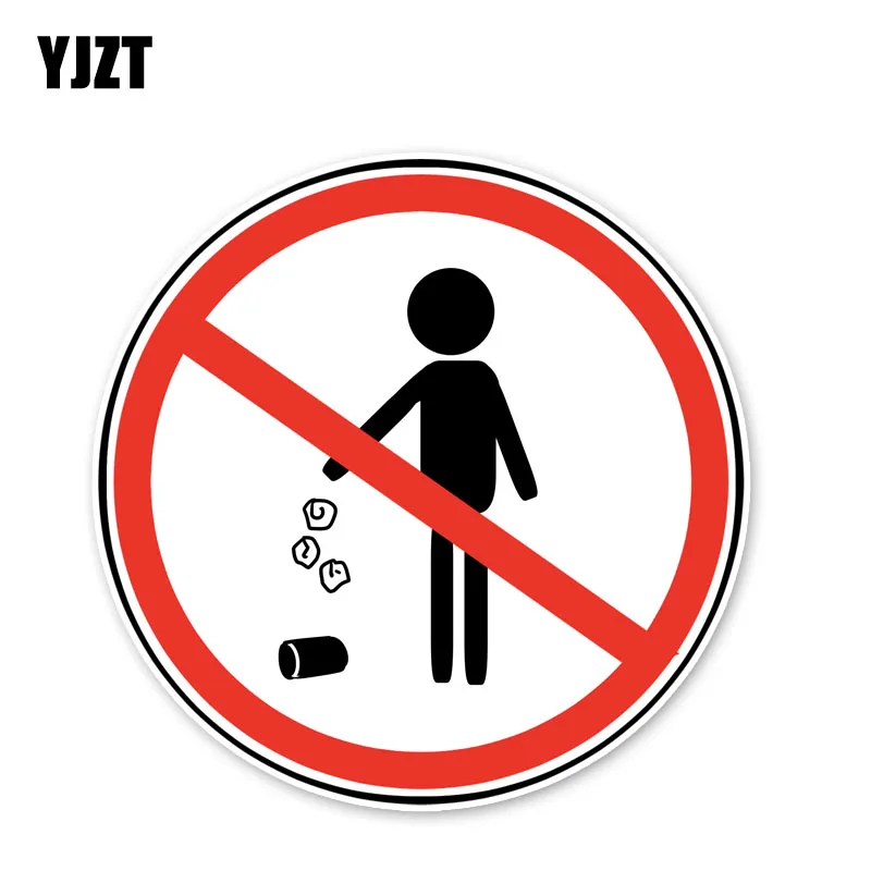 Фото YJZT 12 6*12 6 см Предупреждение ждающий знак не бросать мусора автомобильные наклейки
