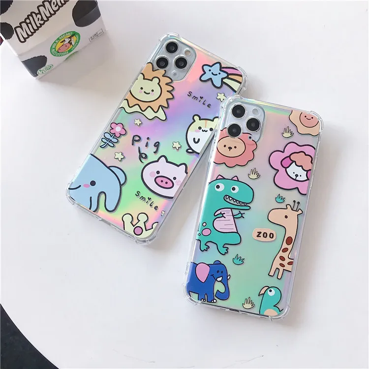 Чехол для iPhone X с лазерной картой Zoo 6 6s 11 Pro Max Модный чехол SE2020 Xr Xs MAX мягкий 8