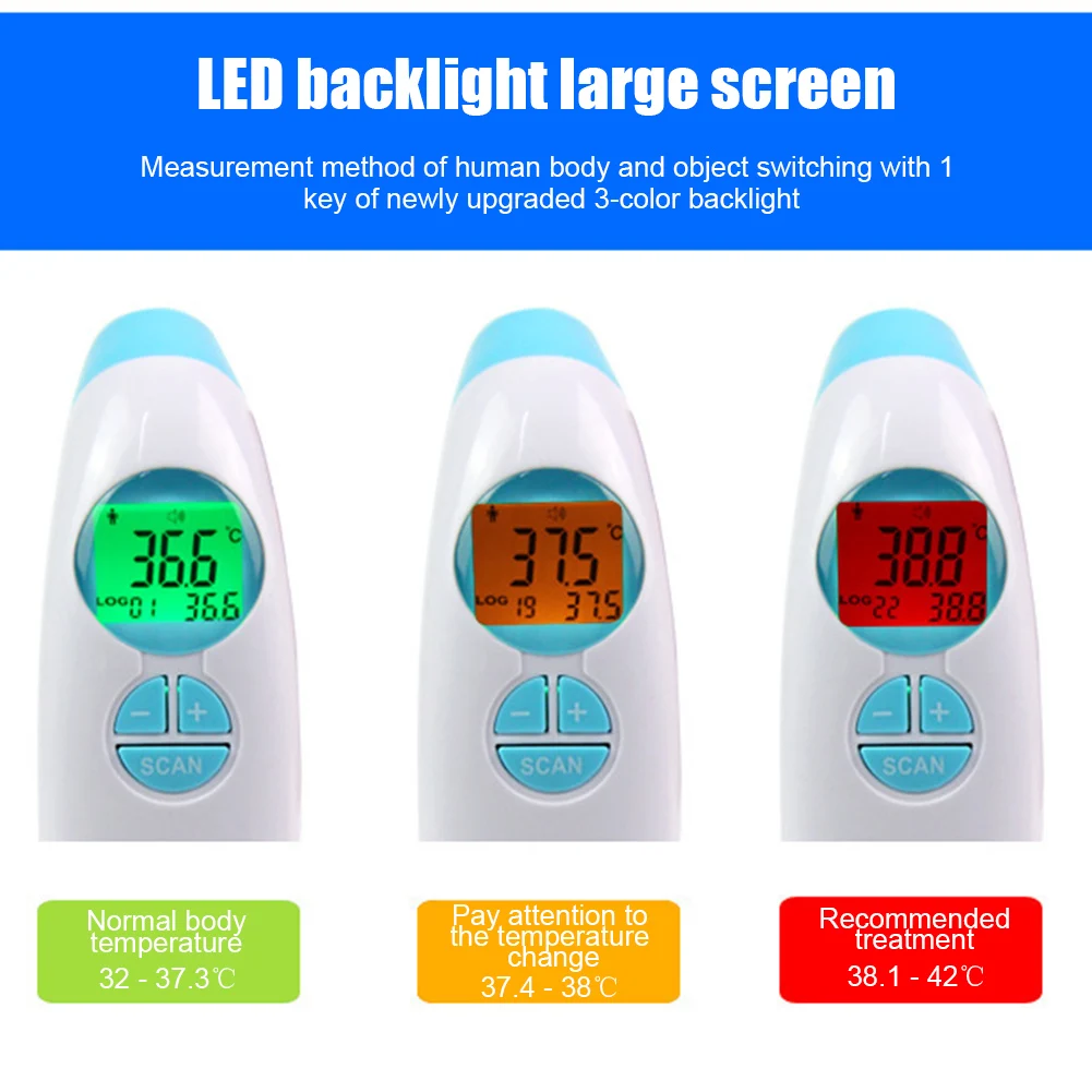 Non-contact Forehead Infrared Thermometer Digital LED Backlit Hand-held Temperature Meter PUO88
Non-contact Forehead Infrared Thermometer Digital LED Backlit Hand-held Temperature Meter PUO88