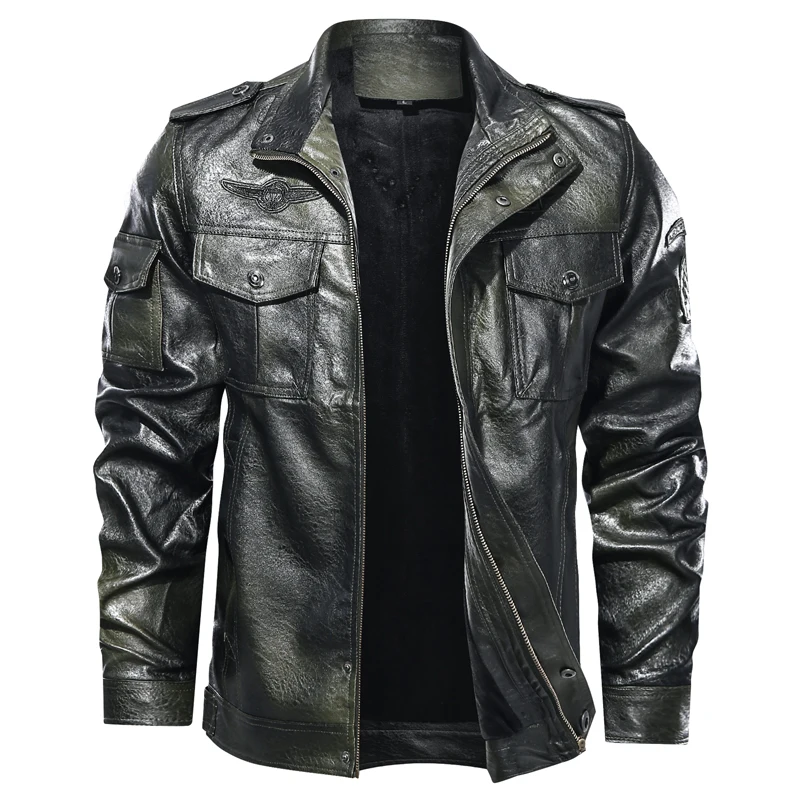 New Autumn winter leather jacket men stand collar motorcycle washed leather jacket mens pu coats quality leather military Bomber New Autumn winter leather jacket men stand collar motorcycle washed leather jacket mens pu coats quality leather military Bomber