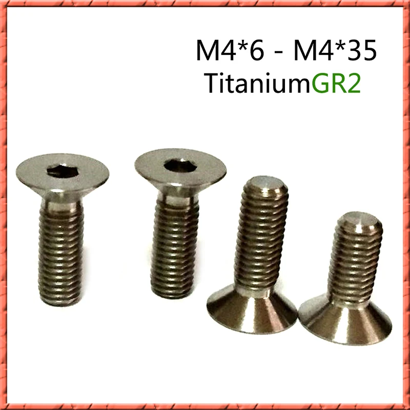 50pcs/lot M4*L DIN7991 Pure Titanium flat head countersunk socket screw titanium alloy small screw GR2 M4*6/8/10/12-22/25/30/35
50pcs/lot M4*L DIN7991 Pure Titanium flat head countersunk socket screw titanium alloy small screw GR2 M4*6/8/10/12-22/25/30/35