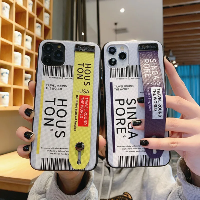 For iPhone 11 Pro Max Xs Xr X Ins Wristband Stand Function Travel Air Ticket Phone Box Flight Ticket Letter TPU Phone Case
For iPhone 11 Pro Max Xs Xr X Ins Wristband Stand Function Travel Air Ticket Phone Box Flight Ticket Letter TPU Phone Case