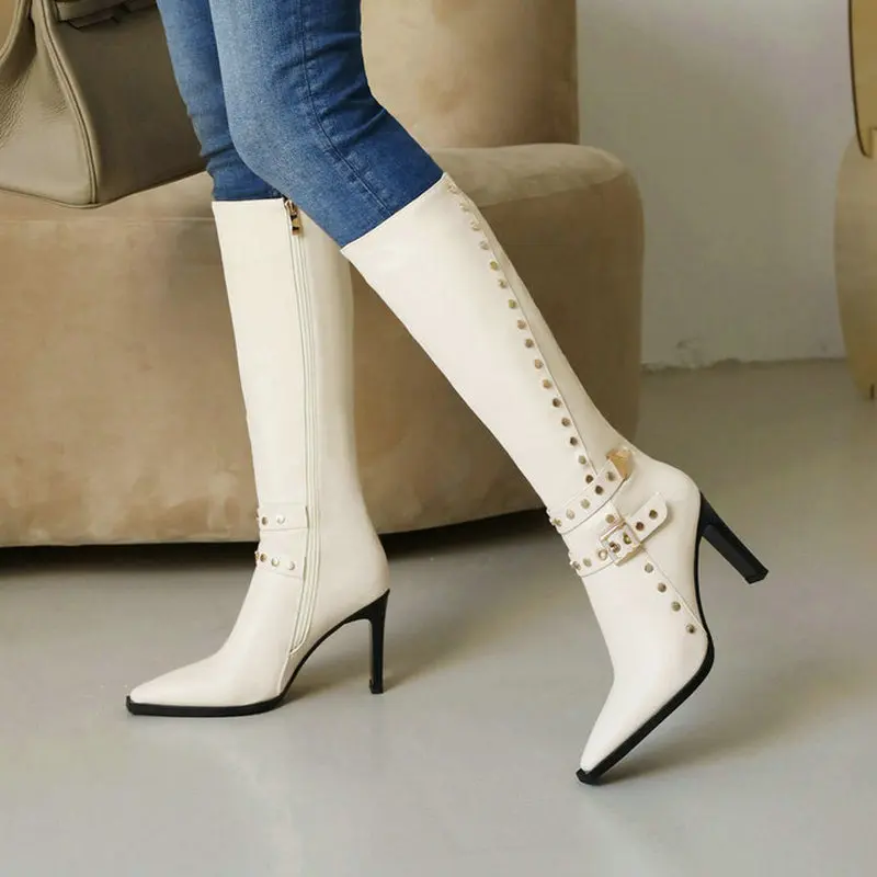 Ladies Autumn Winter Warm Knight Boots Fashion Metal Decoration Knee High Boots Female Square Heel Long Boots Zipper Women Shoes
Ladies Autumn Winter Warm Knight Boots Fashion Metal Decoration Knee High Boots Female Square Heel Long Boots Zipper Women Shoes