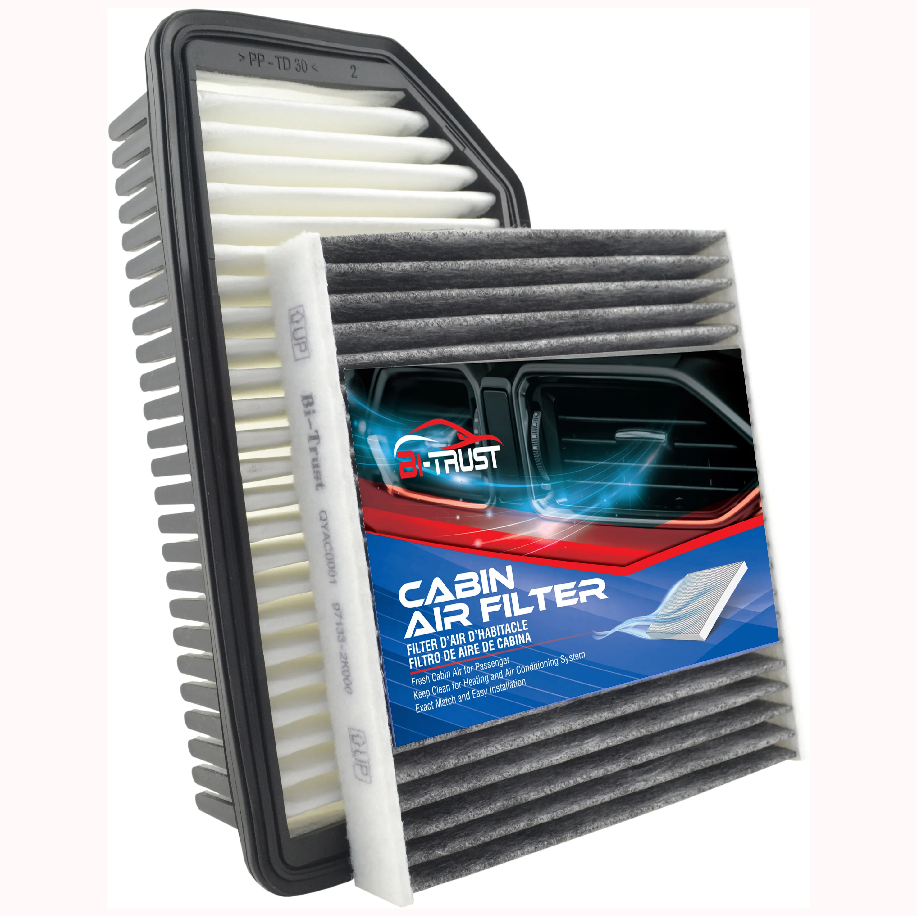 

Bi-Trust Set of Engine & Cabin Air Filter for Kia Soul 2010-2011 L4 1.6L 2.0L CA10699,28113-0U000,28113-2K000,28113-4X000,CF1077